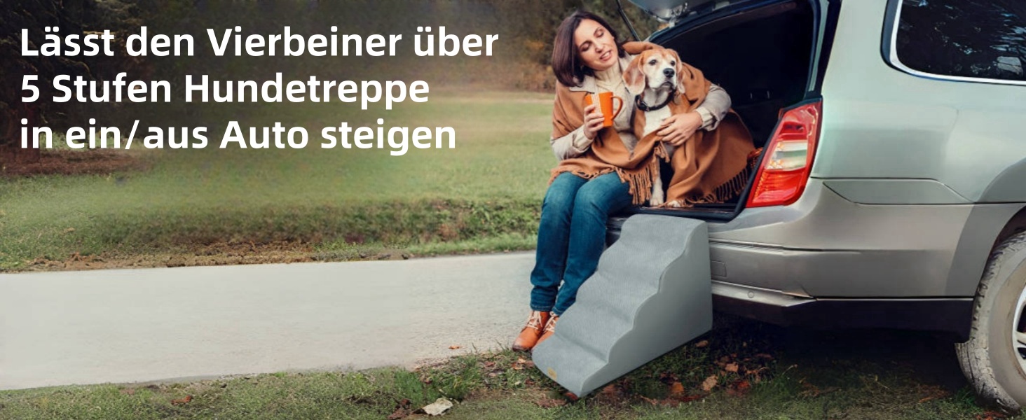 Сходинки для собак BingoPaw: 3/5 сходинок, 40/85 см, знімний чохол, протиковзкий