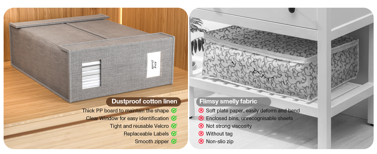 Коробки для зберігання під ліжко MIXC, 4 шт., 100л з кришкою, 30*39*12 см, для одягу та постільної білизни