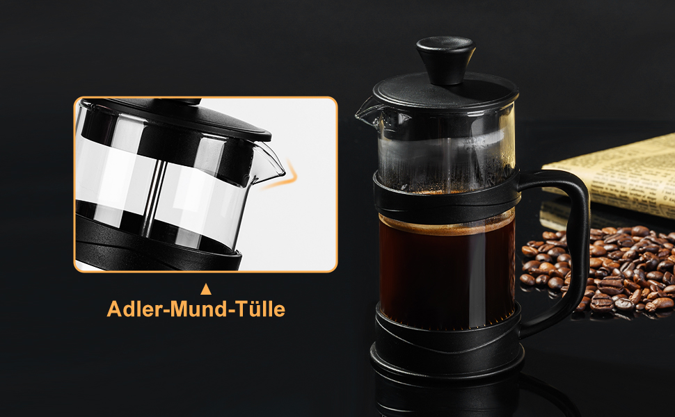 Френч-прес ParaCity 350 мл: нержавіюча сталь, термостійке скло, для холодної заварки, ідеальний подарунок для подорожей та дому (Чорний)