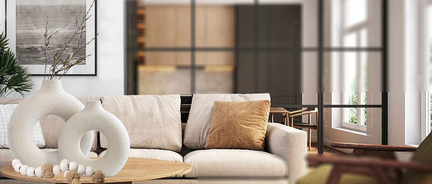 Набір ваз для квітів - 2 шт. з кераміки для декору оселі, сухоцвітів, Pampas Grass, подарунок. Маленькі та середні вази білого кольору