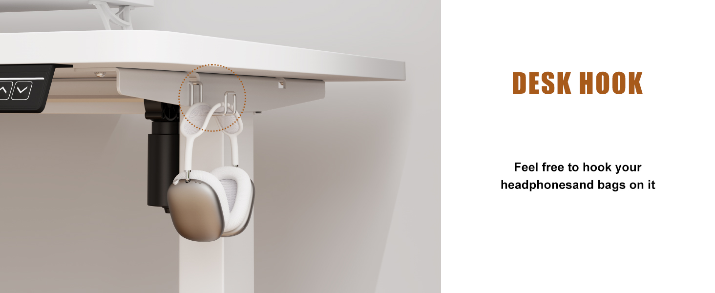 TriumphKey Adjustable Height Standing Desk with Monitor Stand - Electric Ergonomic Desk, 120x60cm White