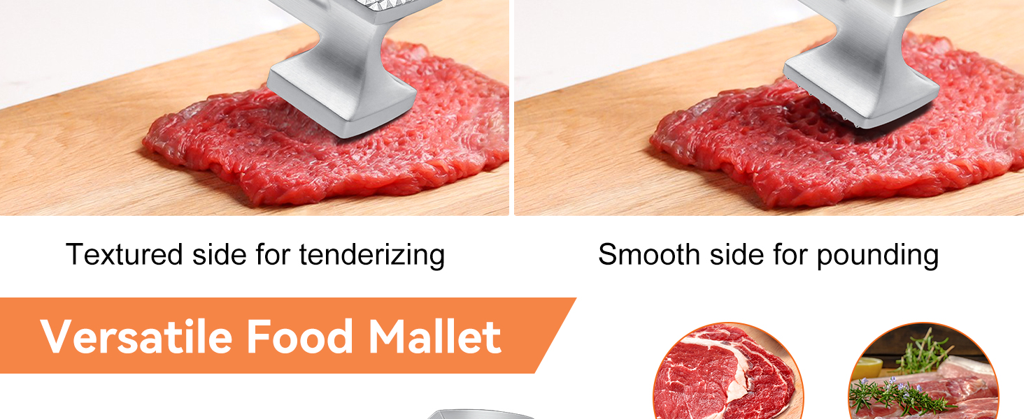 Кльопар для м'яса HOOMIL, двосторонній антипригарний, для шніцелів та стейків - сріблястий квадратний