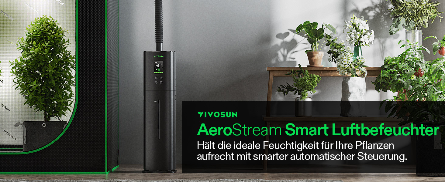 Зволожувач повітря VIVOSUN для рослин, AeroStream H05, 9L, ультразвуковий, тихий (24dB), 360°