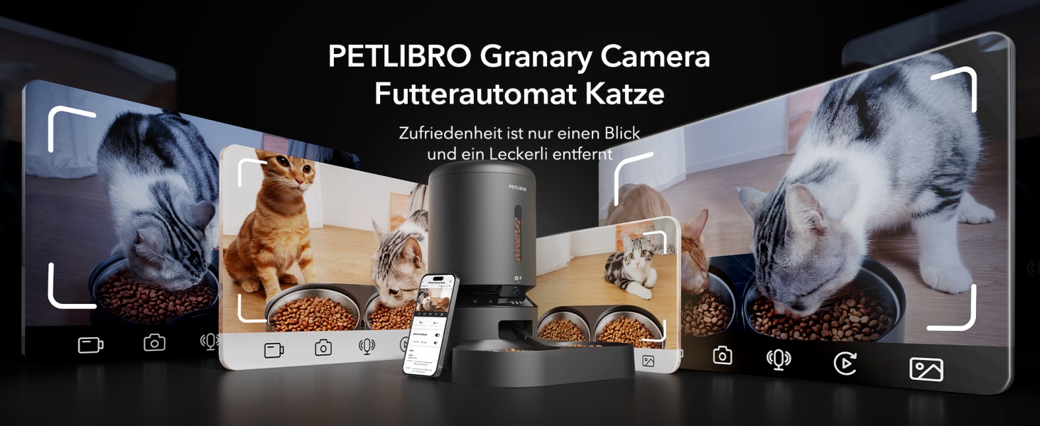 Автоматичний годівниця для котів PETLIBRO 5L з 2 мисками, 1080P камерою, WiFi, нічним баченням та сповіщеннями
