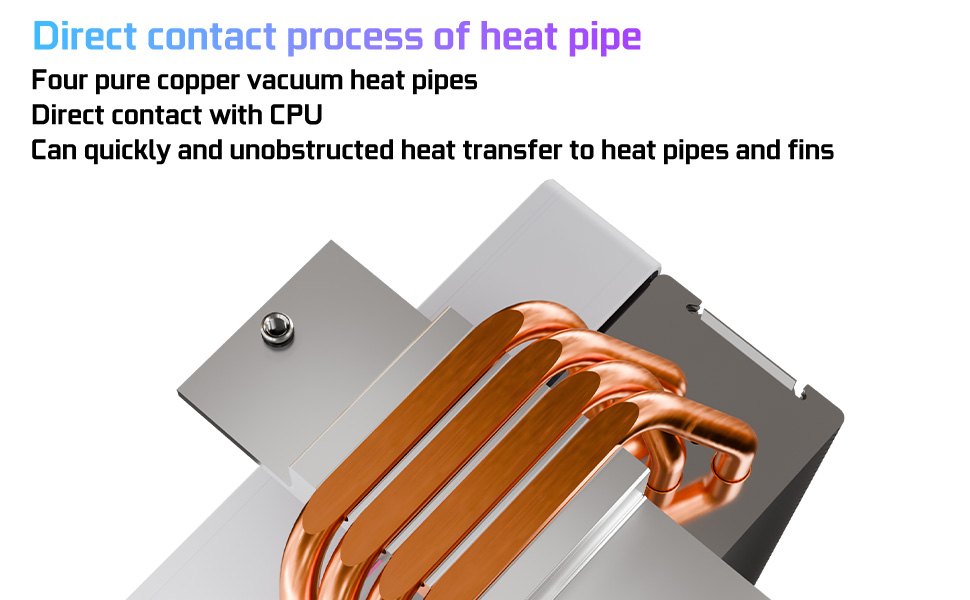 Кулер для CPU Jungle Leopard KF420E з дисплеєм температури, 4 heat pipes, 1800RPM ARGB PWM вентилятор, для LGA 115X/1200/1700/1366/2011/1851, AM4/AM5 (Чорний)