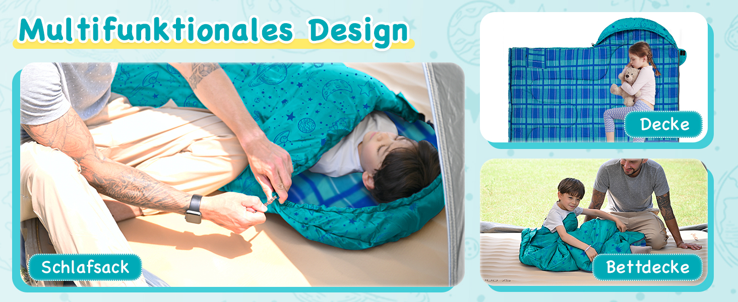 KingCamp Kids Sleeping Bag - Winter Warmth & 3-4 Season Comfort for Camping & Trekking - 170x70cm, 7°C Rating