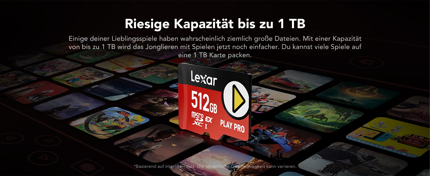 Карта пам'яті MicroSD Express Lexar PLAY PRO 512GB, швидкість читання до 900МБ/с, запис до 600МБ/с