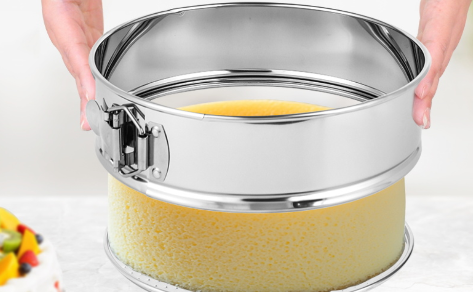 Форма для випічки Hikaproligt з нержавіючої сталі, діаметр 26 см, кругла, з антипригарним покриттям, не протікає, з силіконовим захистом, знімний дно, ідеальна для чізкейків, форма для випічки тортів 25 см