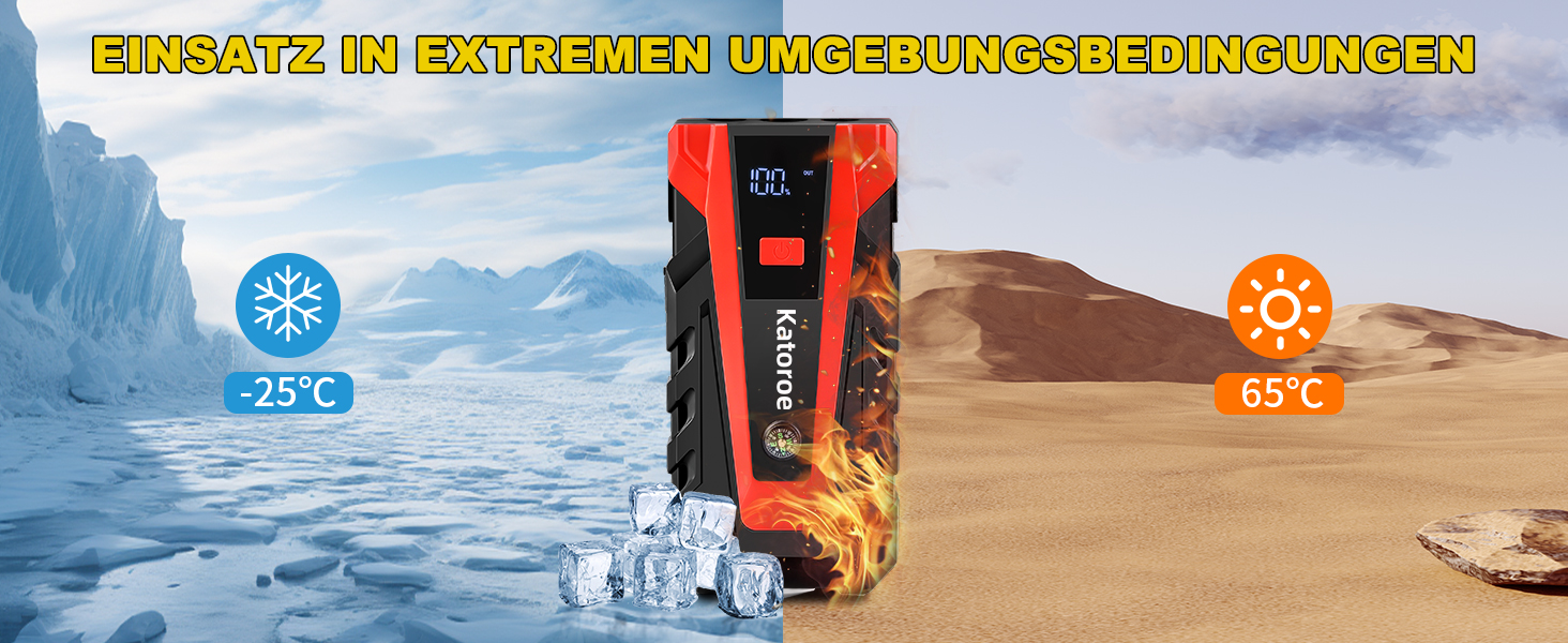 Powerbank Starthilfe 4000A: Зарядний пристрій для авто, SUV та мотоциклів з LED ліхтариком. Підходить для бензинових двигунів до 9.0L та дизельних до 7.0L