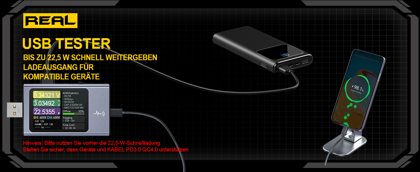 Power Bank 10000mAh з USB-C, 22,5W PD3.0 та QC4.0, для iPhone, Android, LED-індикатор