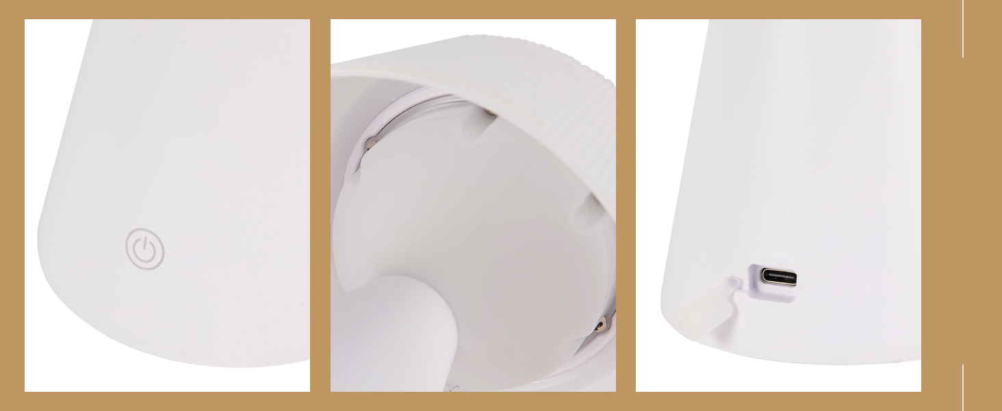 Настільна лампа акумуляторна LED 2 шт. з USB зарядкою, диммер, біла - для спальні, вітальні, вулиці