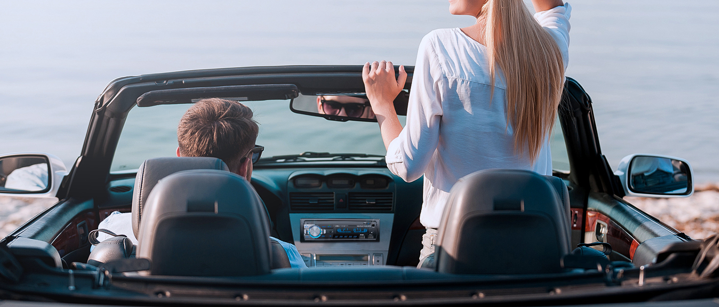 Автомобільна магнітола RDS Bluetooth 9-24V, FM/AM 1DIN, гучний зв'язок, 7 кольорів підсвітки, 2 USB, MP3-плеєр, AUX, SD, незалежний годинник, 30 радіостанцій