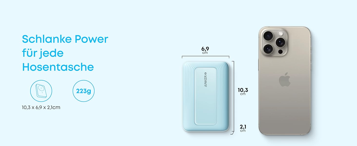 Anker Zolo Powerbank магнітна, 10000mAh, 30W, бездротова зарядка, для iPhone 17/16/15, AirPods, чорна