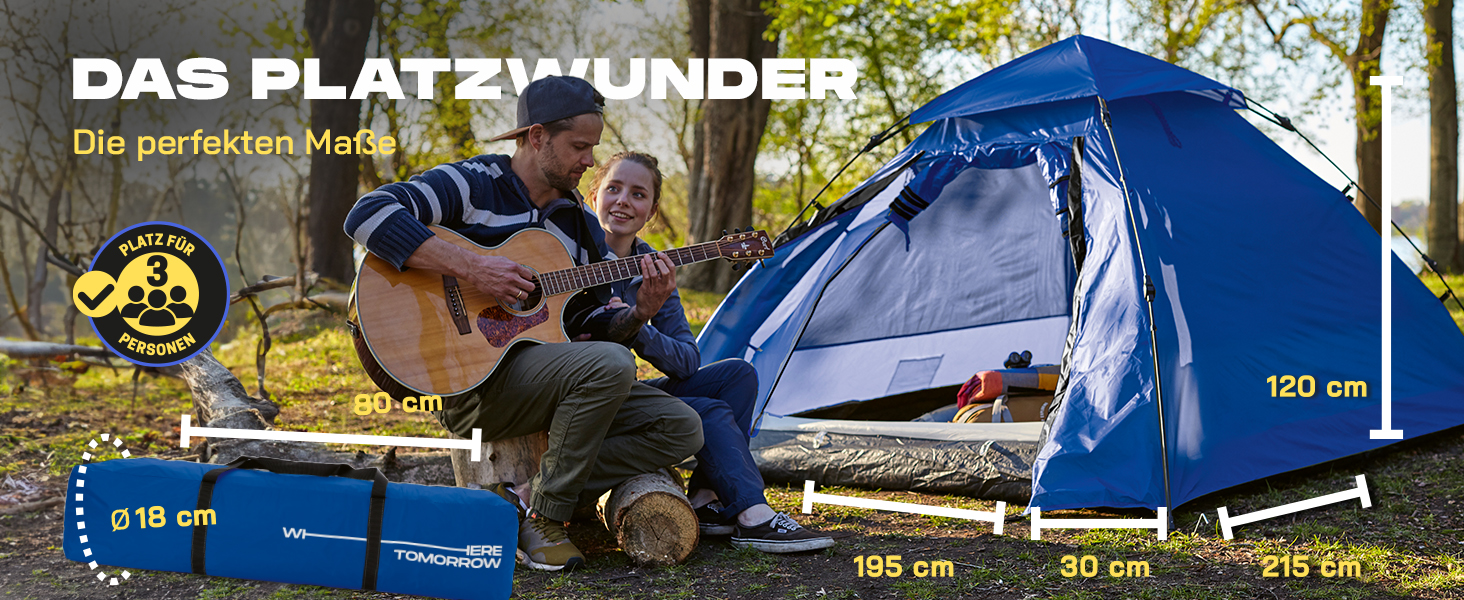 Lumaland Outdoor Pop-Up Dome Tent - 2-3 Person Tent
