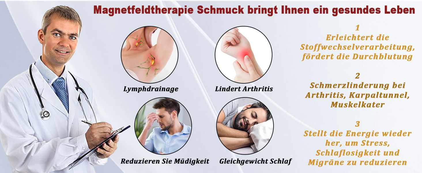 Браслет для лімфодренажу з магнітами для чоловіків, титан, регульований, з інструментом для зняття та подарунковою коробкою (Чорний) (3 ряди сірого кольору)