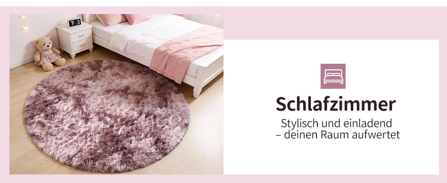 Килим круглий 100 см, м'який, пухнастий, антиковзний, дитячий, рожево-ліловий (Batik) - пральний килим для дитячої кімнати