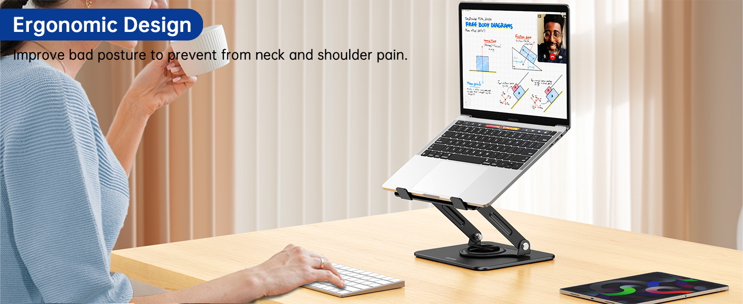 Підставка для ноутбука BESIGN LS11, регульована, 360° обертання, чорна, сумісна з 10-14