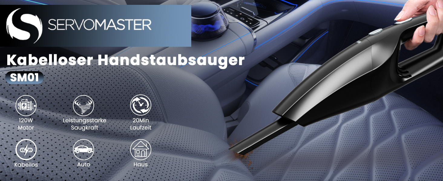 Акумуляторний портативний пилосос Handstaubsauger для авто, дому та офісу, з мийним HEPA-фільтром, чорний сріблястий