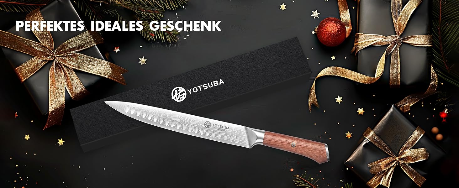 Японський кухонний ніж YOTSUBA 22 см - професійний ніж шеф-кухаря з високоякісної сталі, ергономічна ручка