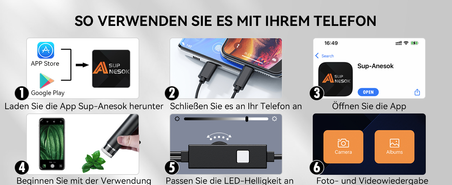 USB мікроскоп для смартфона, 1080P HD, 10-200x, з LED підсвічуванням, сумісний з iOS, Android, Tablet