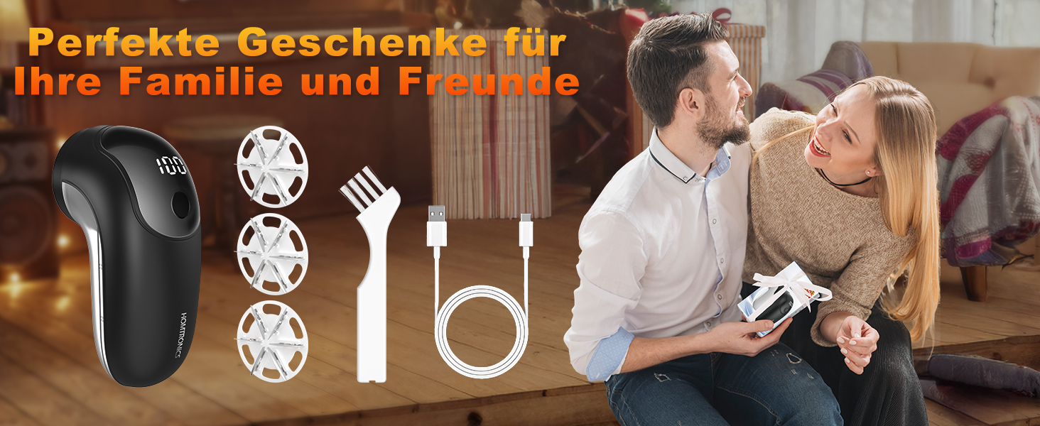 Електричний видалення ворсу для одягу, меблів та текстилю - портативний бездротовий прилад з LED-дисплеєм та 3 рівнями налаштування, чорний