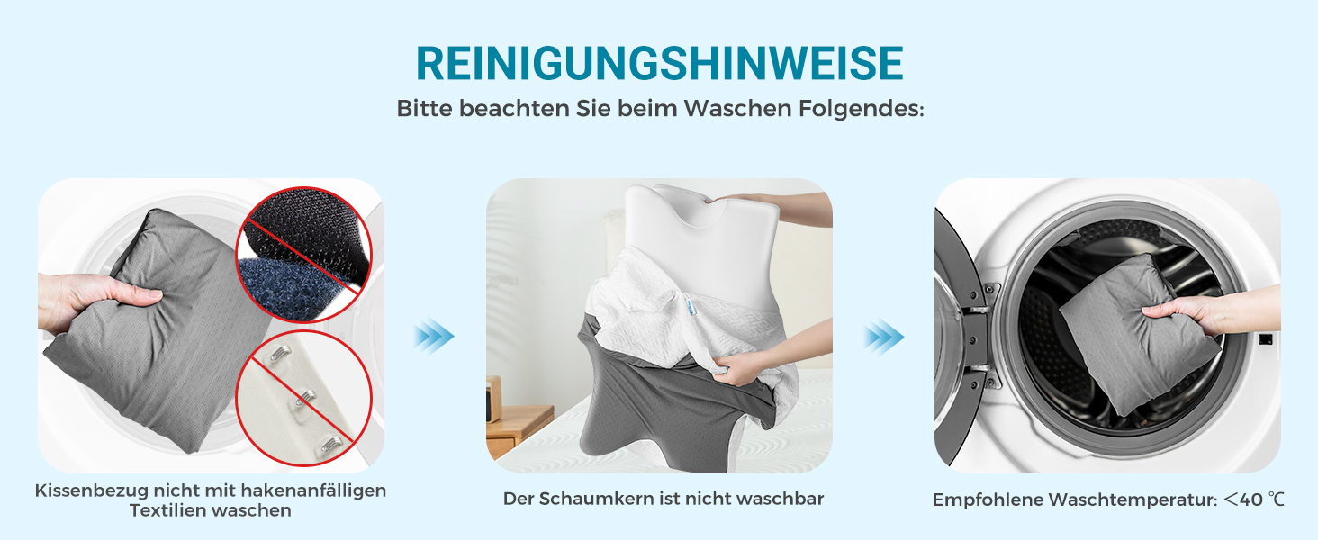 Ортопедична подушка Elviros з Memory Foam, ергономічна подушка для шиї, для тих, хто спить на боці, спині та животі, знімний чохол, Space Grey, 64×(11,5/13)×40 см