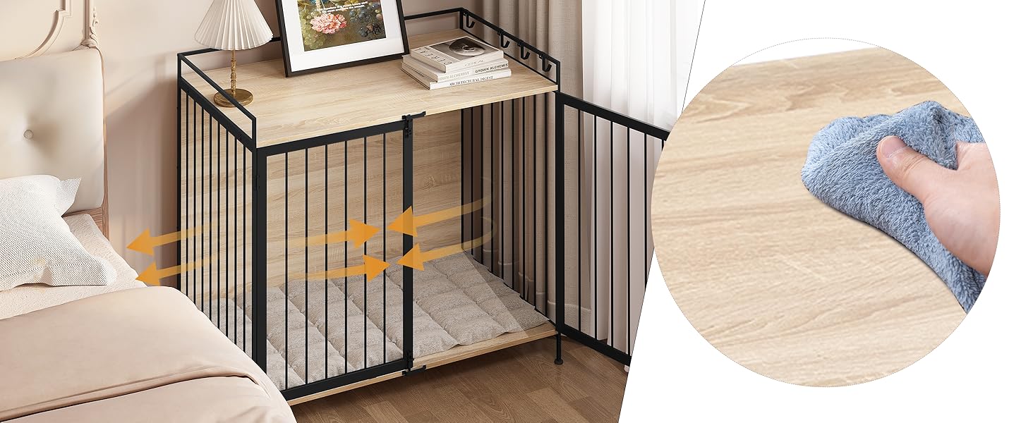 Клітка для собак EUGAD з дерева, переносна будовушка для дому, XXL, для малих/середніх собак, 104x92x60 см, міцна