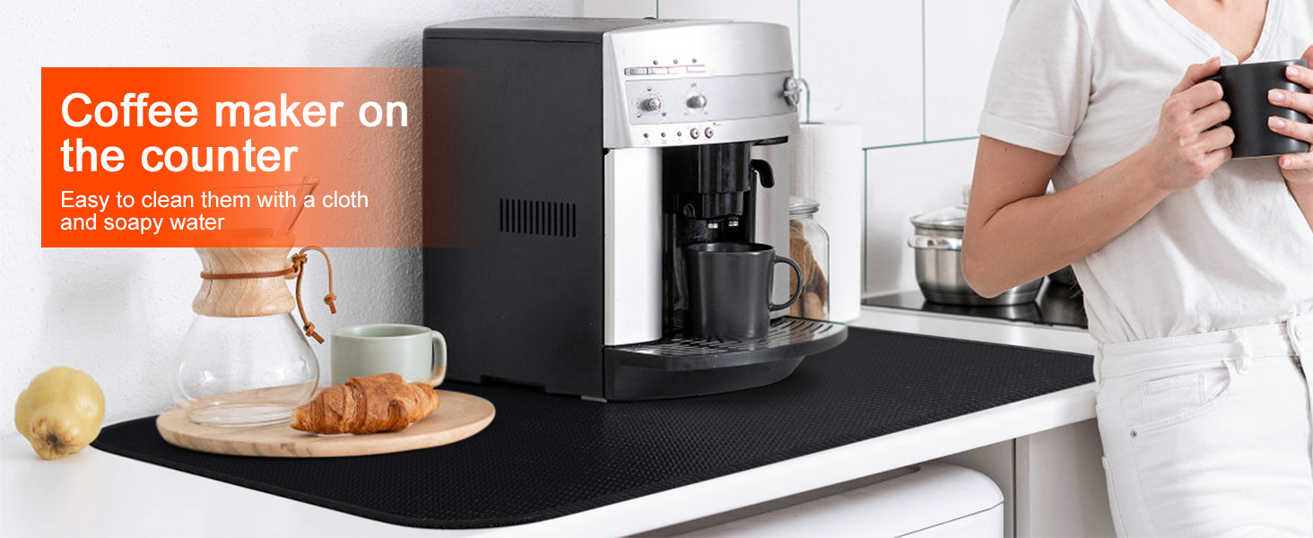 Стійка до вогню підставка під гаряче 50x70 см | Силіконовий килимок для захисту від вогню | Килимок для плити, фритюрниці, кавомашини | Чорний, антиковзний, водонепроникний