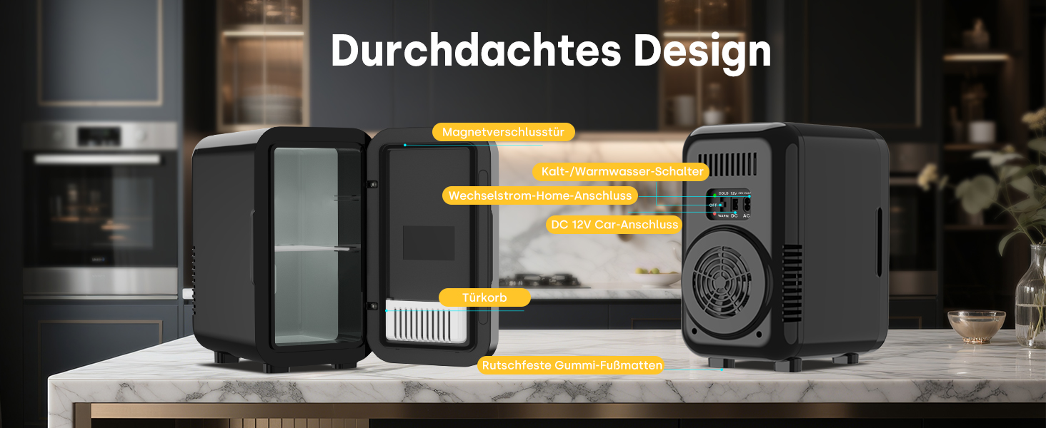Міні-холодильник Enventor 6L: портативний, для авто, кімнати, косметики, фруктів, чорний