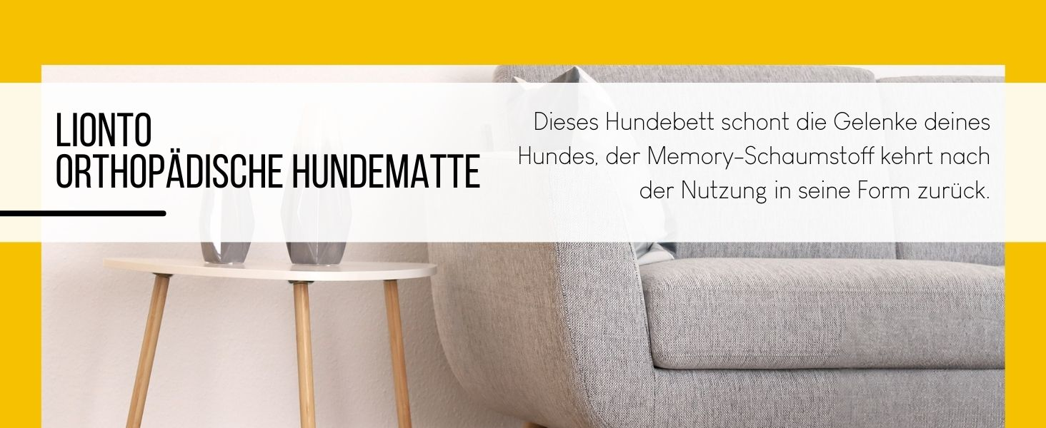 Ортопедичний килимок для собак Lionto з Memory Foam, 80x55 см, сірий. Знімний чохол, антиковзаюча підкладка.