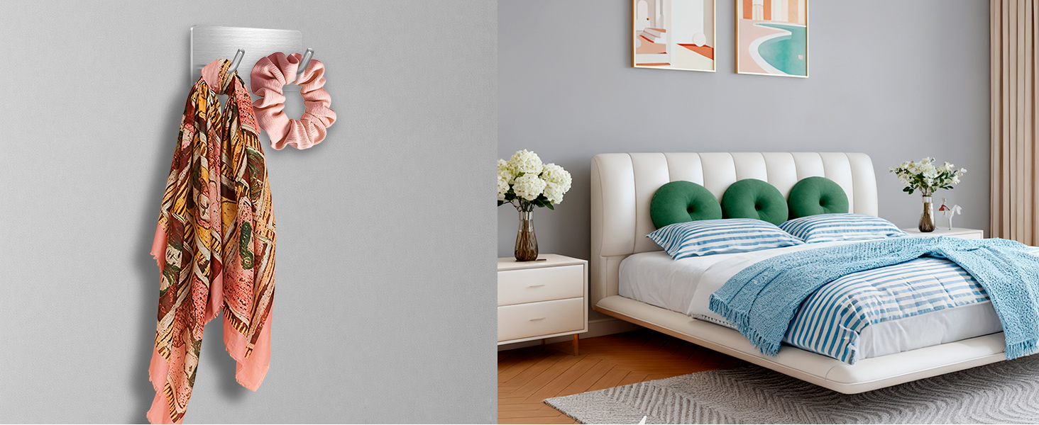 Самоклеючі гачки Haken - набір 6 шт. з нержавіючої сталі 304, без свердління, для ванної, кухні та вітальні