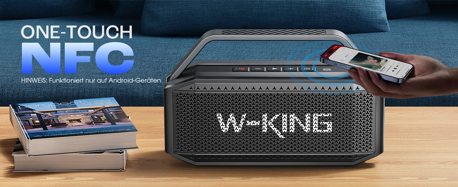 W-KING Bluetooth Колонка 100W (Пікова потужність) - Портативна Колонка з Глибоким Басом, Power Bank, TF/AUX, EQ, IPX6, 40 годин роботи