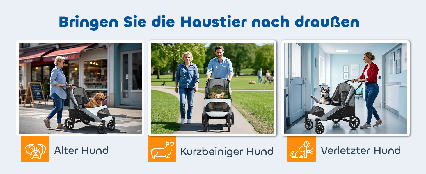 PawHut Візок для собак та котів, складний, до 30 кг, сірий (124 x 67 x 100 см)