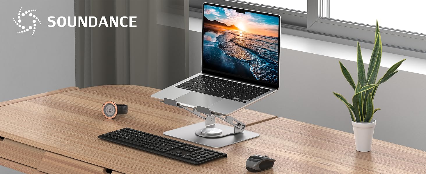 Підставка для ноутбука Soundance: регульована висота, 360° обертання, чорна, 10-15,6 дюймів