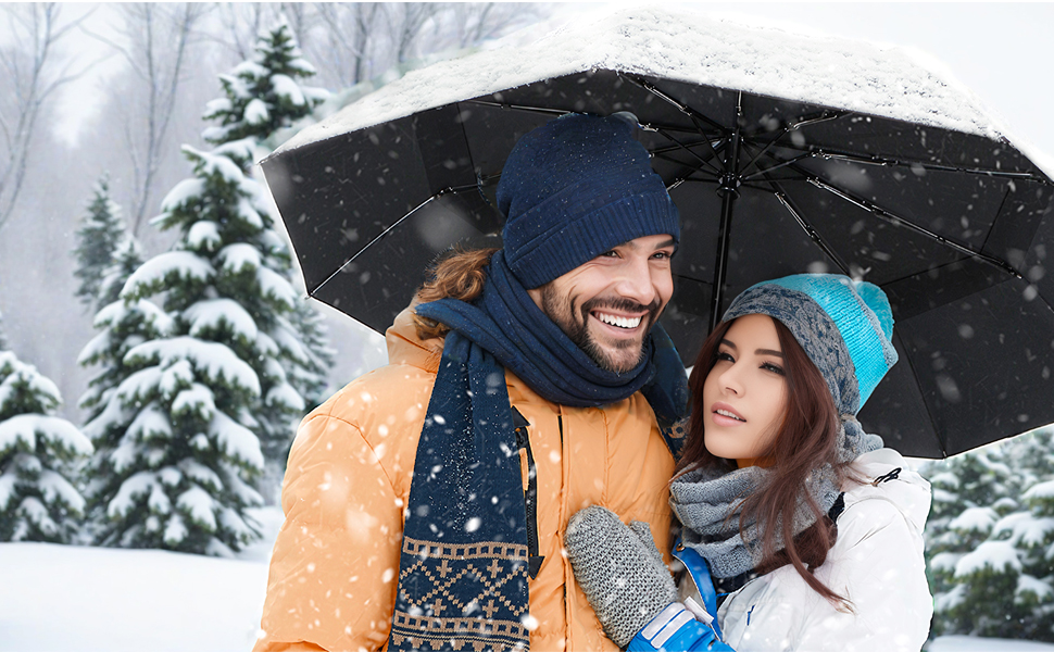 AMVUZ Сонцезахисний парасоль від дощу, стійкий до вітру, автоматичний, туристичний, чорний, з двошаровим покриттям