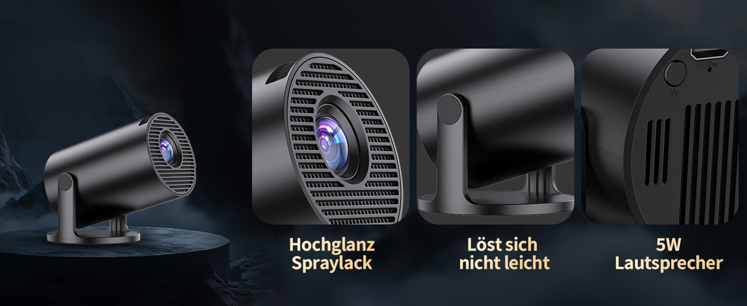 Портативний проєктор Yoton Mini Beamer Wi-Fi6/Bluetooth 5.4 з бездротовою трансляцією екрану (Android/iOS), підтримка 1080P, автоматична корекція трапецеїдальних спотворень, HDMI, Native 720P, білий (чорний)