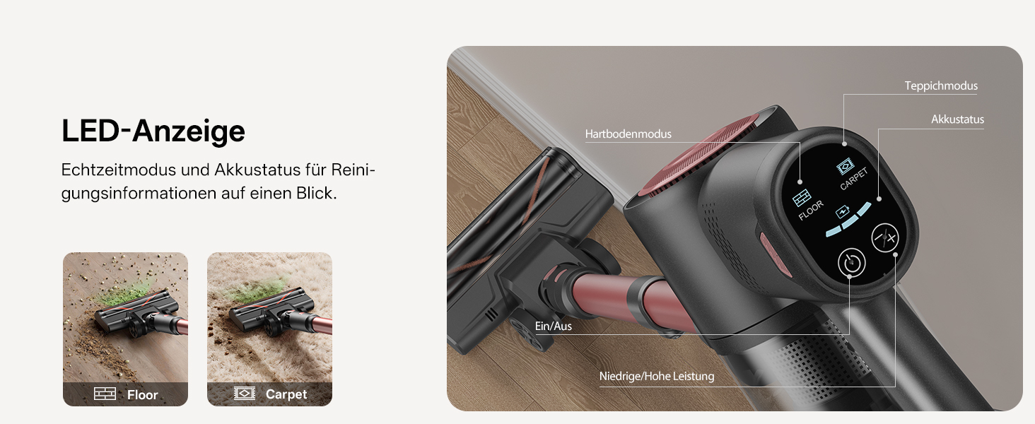 Бездротовий акумуляторний пилосос Vexilar V10PRO 6-в-1 з LED, потужність 450W, час роботи 45 хв, сила всмоктування 45000Pa. Підходить для твердих поверхонь, килимів та видалення шерсті тварин. Компактний, легкий, з телескопічною трубою. Колір: Рожевий.