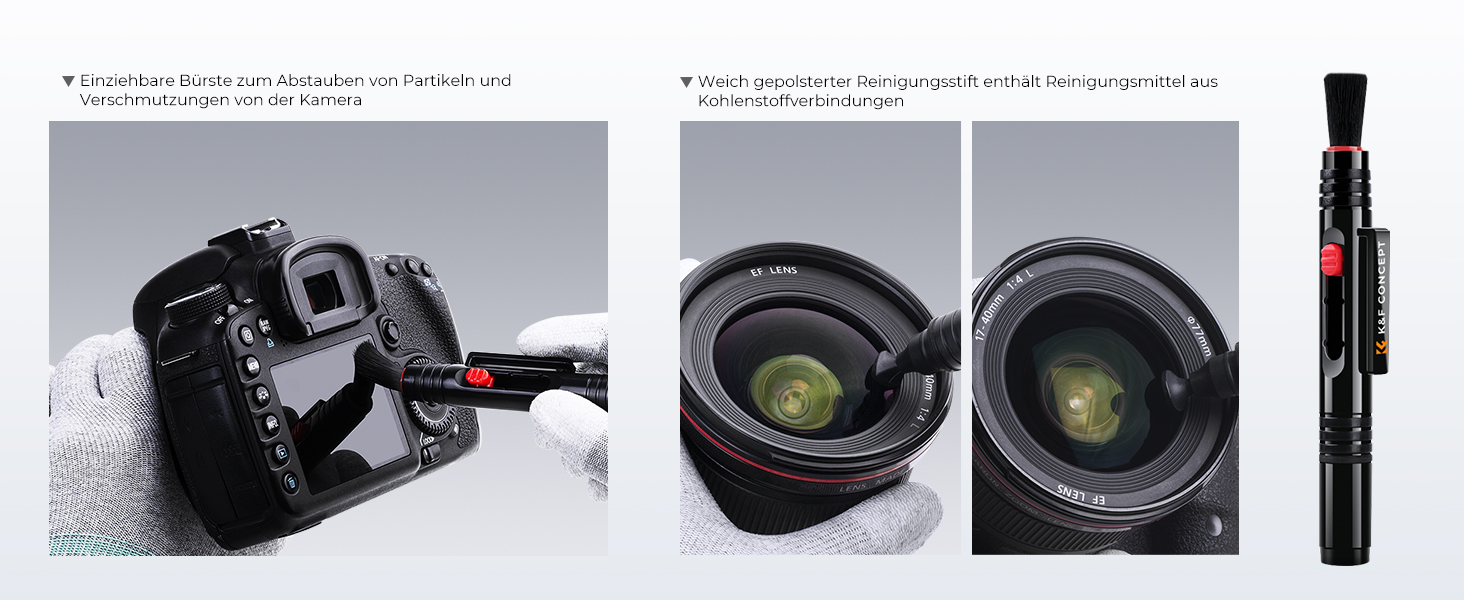 Набір для чищення об'єктивів K&F Concept: 9-в-1 для DSLR, камер, об'єктивів, фільтрів, телефонів