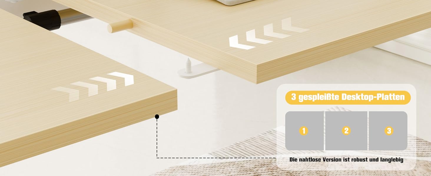 Ergonomaker Electric Height Adjustable Desk - Small Standing Desk with 2-Section Tabletop - Home Office Desk (White Frame + Oak Tabletop) - 140 x 60 cm