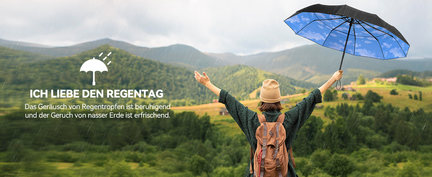 TECKNET Парасолька від вітру, велика автоматична парасолька з 10 спицями, 104 см, для чоловіків та жінок (Небесно-блакитний)