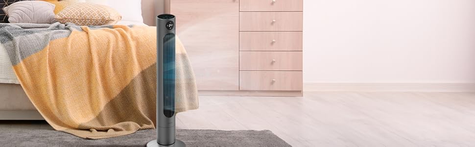 Вентилятор Cecotec Digitale Turm EnergySilence 890 Skyline, 50 Вт, 76 см, з таймером та пультом, мідний мотор, 3 швидкості, 3 режими, чорний