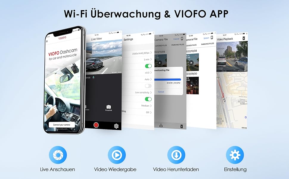 Відеореєстратор VIOFO A129 Plus Duo з двома камерами, GPS, WiFi, 2K (1440P) та 1080P, запис спереду та ззаду, моніторинг через додаток, G-сенсор, режим паркування, надсилання у випадку надзвичайної ситуації, Superkondensator