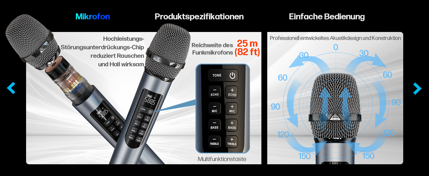 Портативна караоке-машина з Bluetooth, 2 мікрофонами, світлодіодним підсвічуванням та підтримкою USB/TF/Rec/FM/AUX