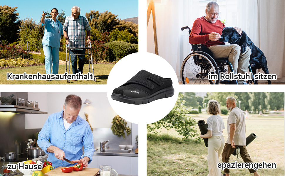 Домашні тапочки FitVille для чоловіків, широкі з клямкою, пантофи для реабілітації, розмір 41 EU, блакитні