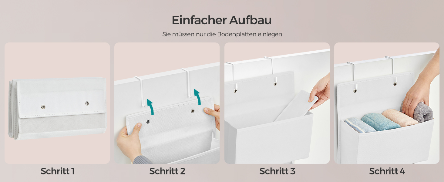 Органайзер для шафи SONGMICS з 4 кишенями, підвісна полиця, органайзер для шафи, підвісне зберігання, органайзер для дверей, спальня, вітальня, 2 x 33,5 x 00 см, RDH04G (1, Хмарний білий)