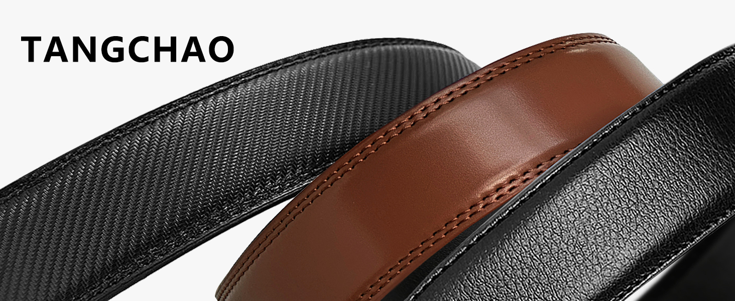 Чоловічий шкіряний ремінь TANGCHAO з автоматичною застібкою-рачею, 35 мм, регульований розмір, для бізнесу, костюма, джинсів