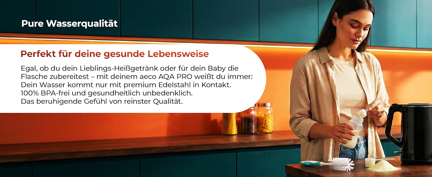 Електричний чайник Aeco AQA NEO з нержавіючої сталі, 1.7 л, 2150 Вт, без BPA, фільтр від накипу, бездротовий, CoolTouch, шампань сріблястий