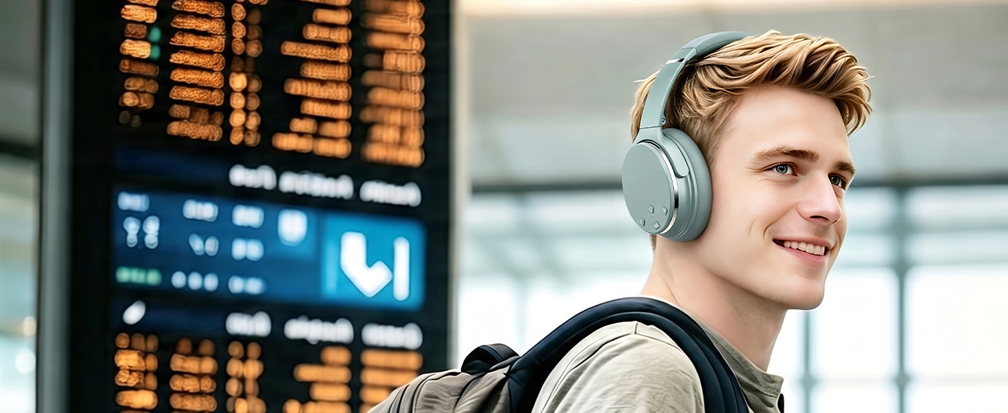 Бездротові навушники Srhythm NC25 з активним шумозаглушенням (ANC), Bluetooth, Hi-Fi звук, глибокий бас, NFC, вбудований мікрофон, складані (М'ятно-зелений)