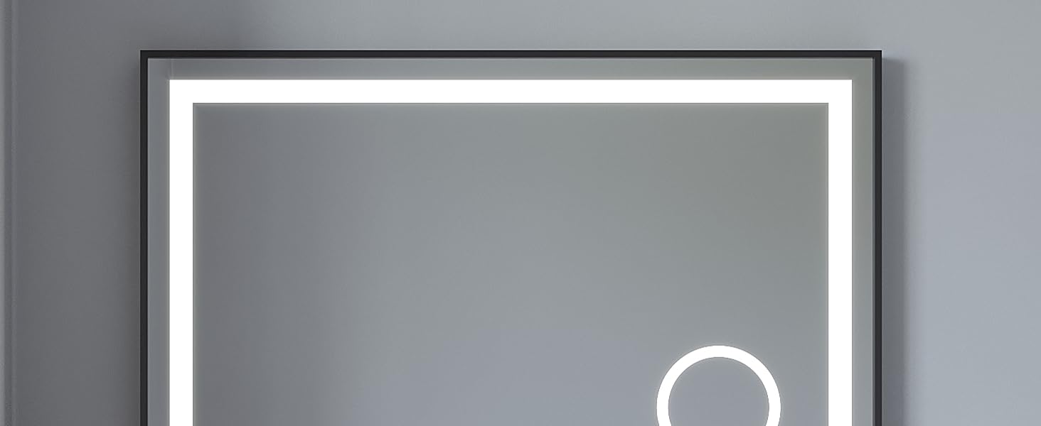 Дзеркало для ванної кімнати AQUABATOS з підсвічуванням 100x70 см LED, антизапар, сенсорне керування, 3 кольори світла, регулювання яскравості