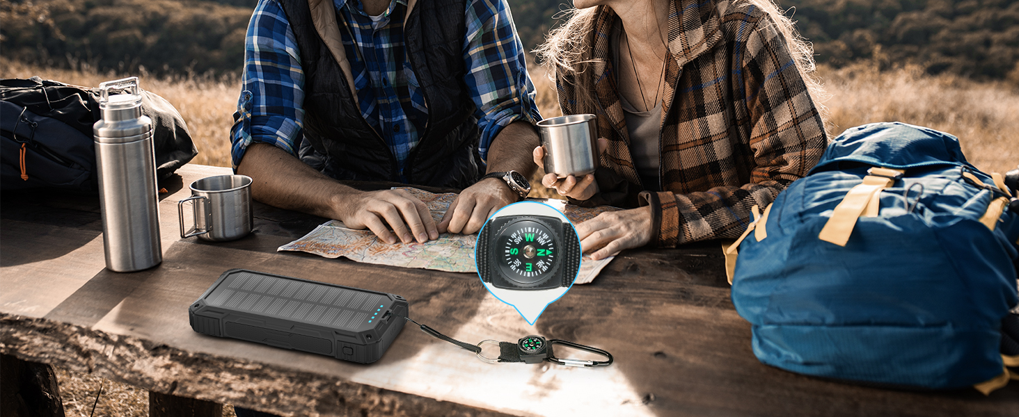 Портативний зарядний акумулятор Solar Powerbank 56800mAh з сонячною панеллю, 30W PD, 3.0A USB-C, 3 порти (2 USB та 1 Type-C), бездротовий заряд 15W, LED-індикатор, ліхтарик, чорний